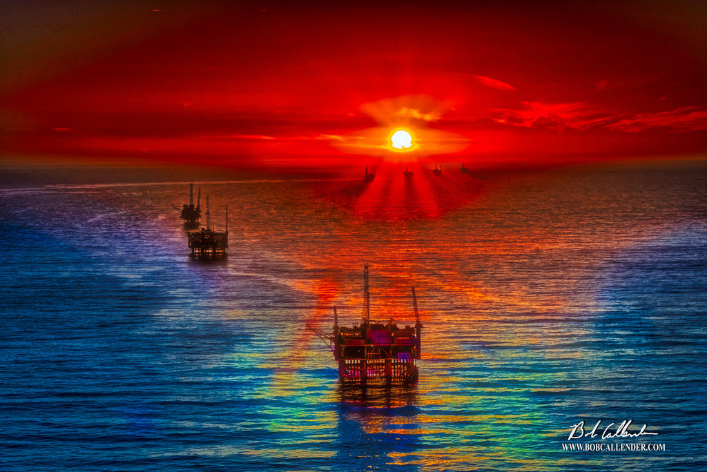 Colors of Offshore Drilling Artist: Bob Callender - Bob Callender Fine Art oil and gas art