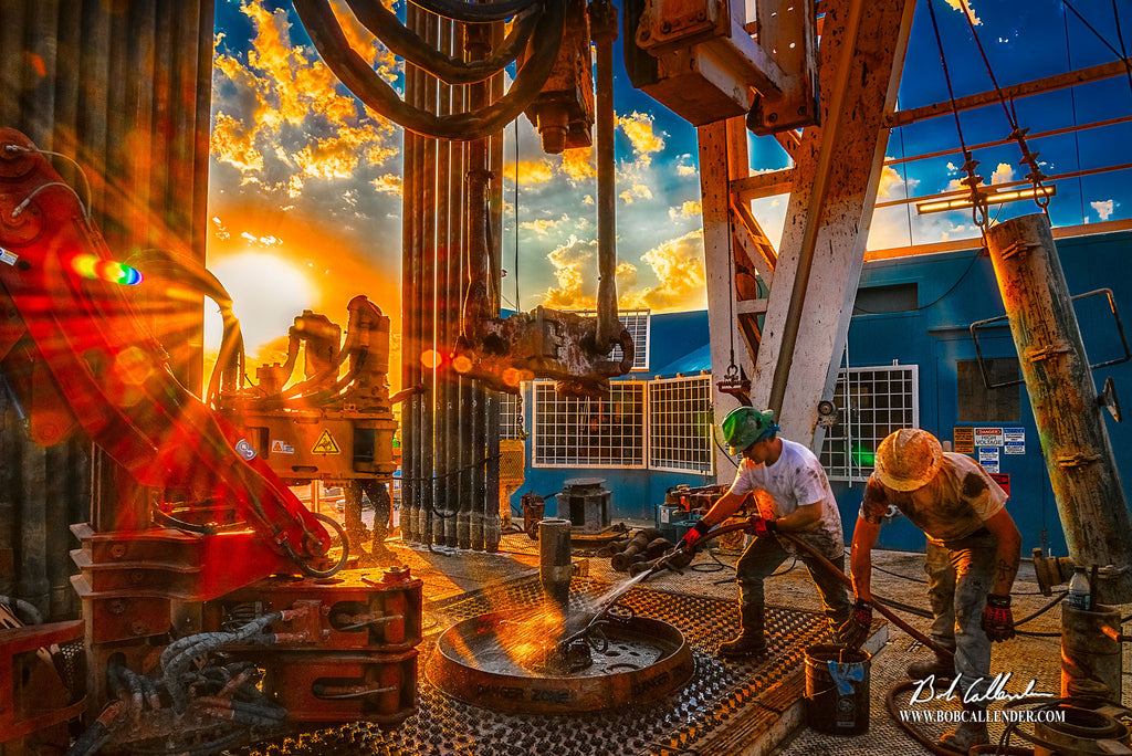 Floor Hands Artist: Bob Callender - Bob Callender Fine Art oil and gas art