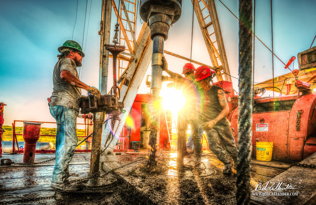 Pushing Pipe Artist: Bob Callender - Bob Callender Fine Art oil and gas art