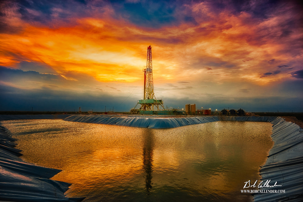 Rig Reflection Artist: Bob Callender - Bob Callender Fine Art oil and gas art
